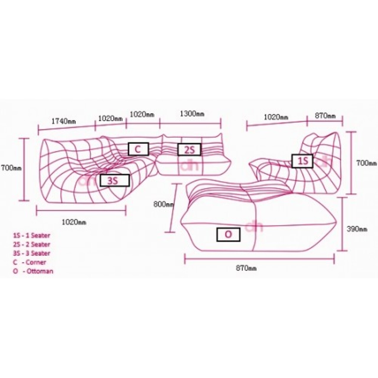kích thước sofa 3 chỗ